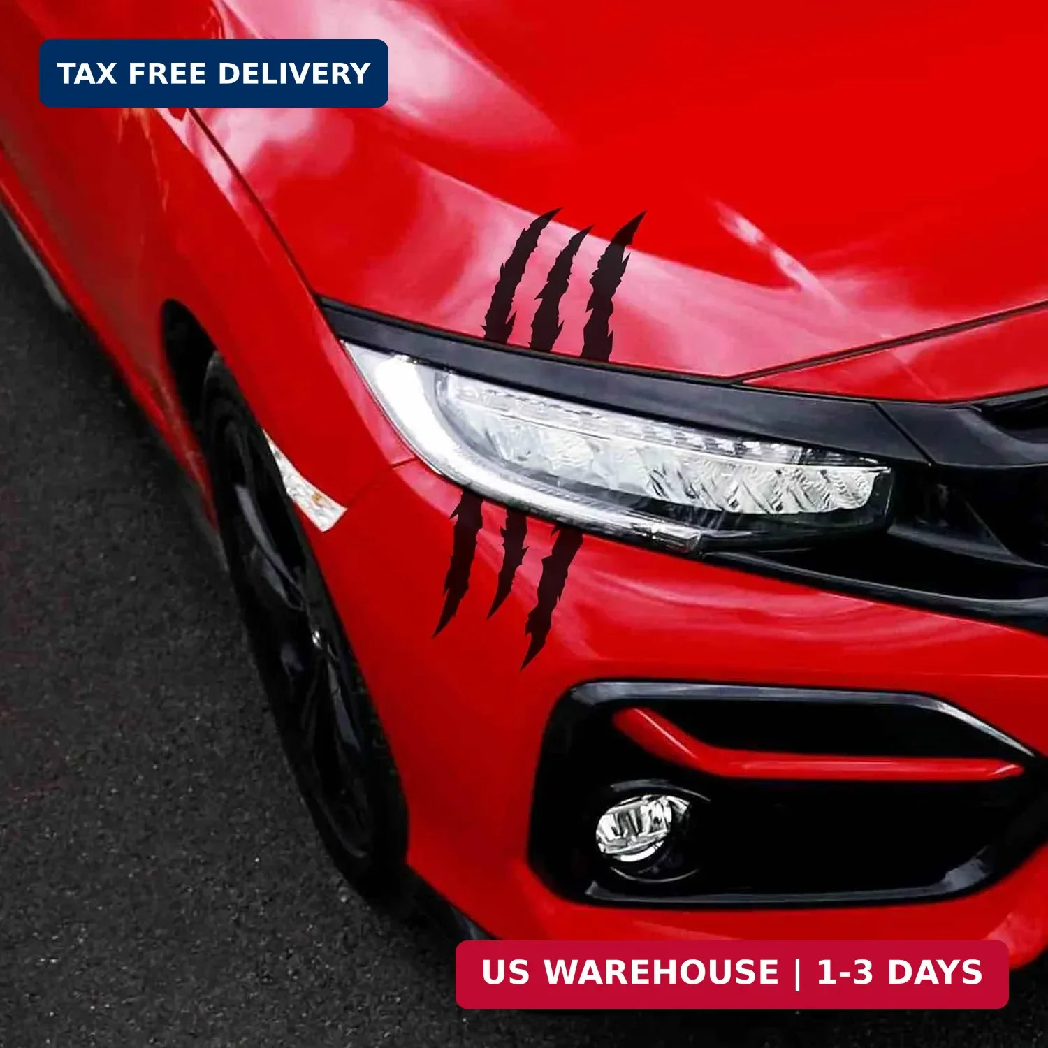 4Pcs Car Stickers Vinyl Claw Marks Decals for Men,Car Light Eyebrow Graphics (PV