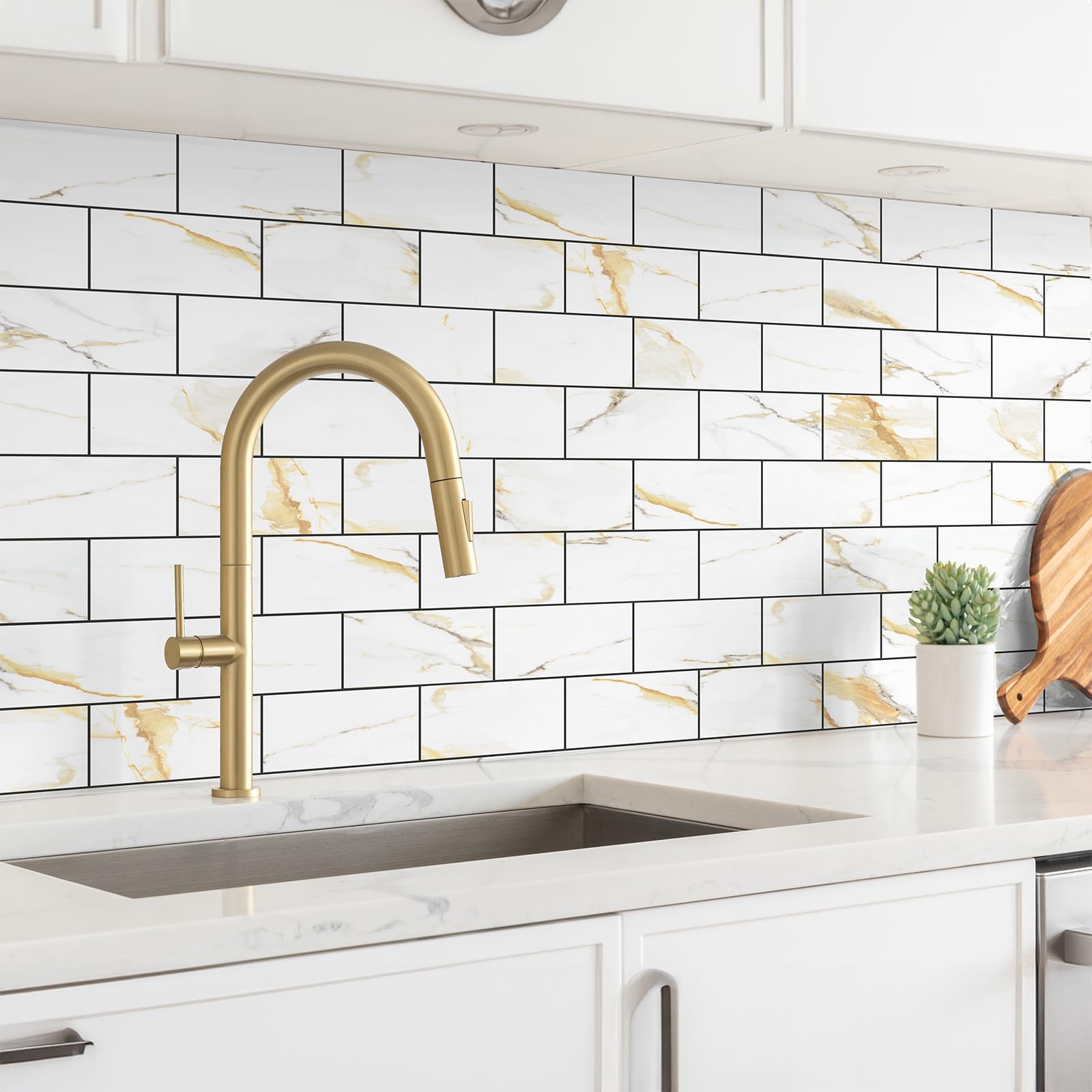 StyloVue 100 Pieces Peel and Stick Backsplash for Kitchen, 3" x 6" PVC Subway…
