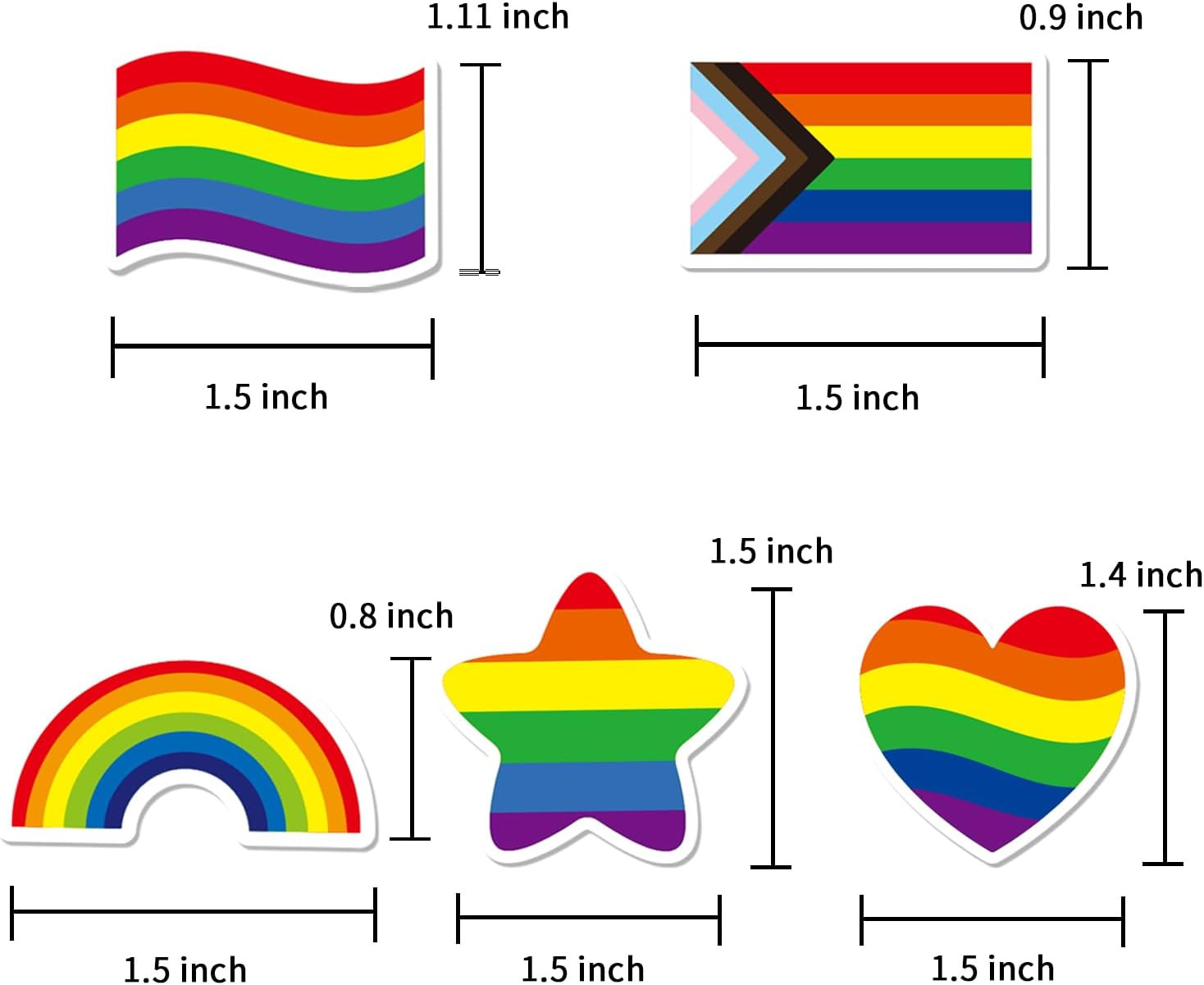 500 PCS Pride Stickers,Progress Pride Rainbow Heart Stickers for Gay Lesbian Bis