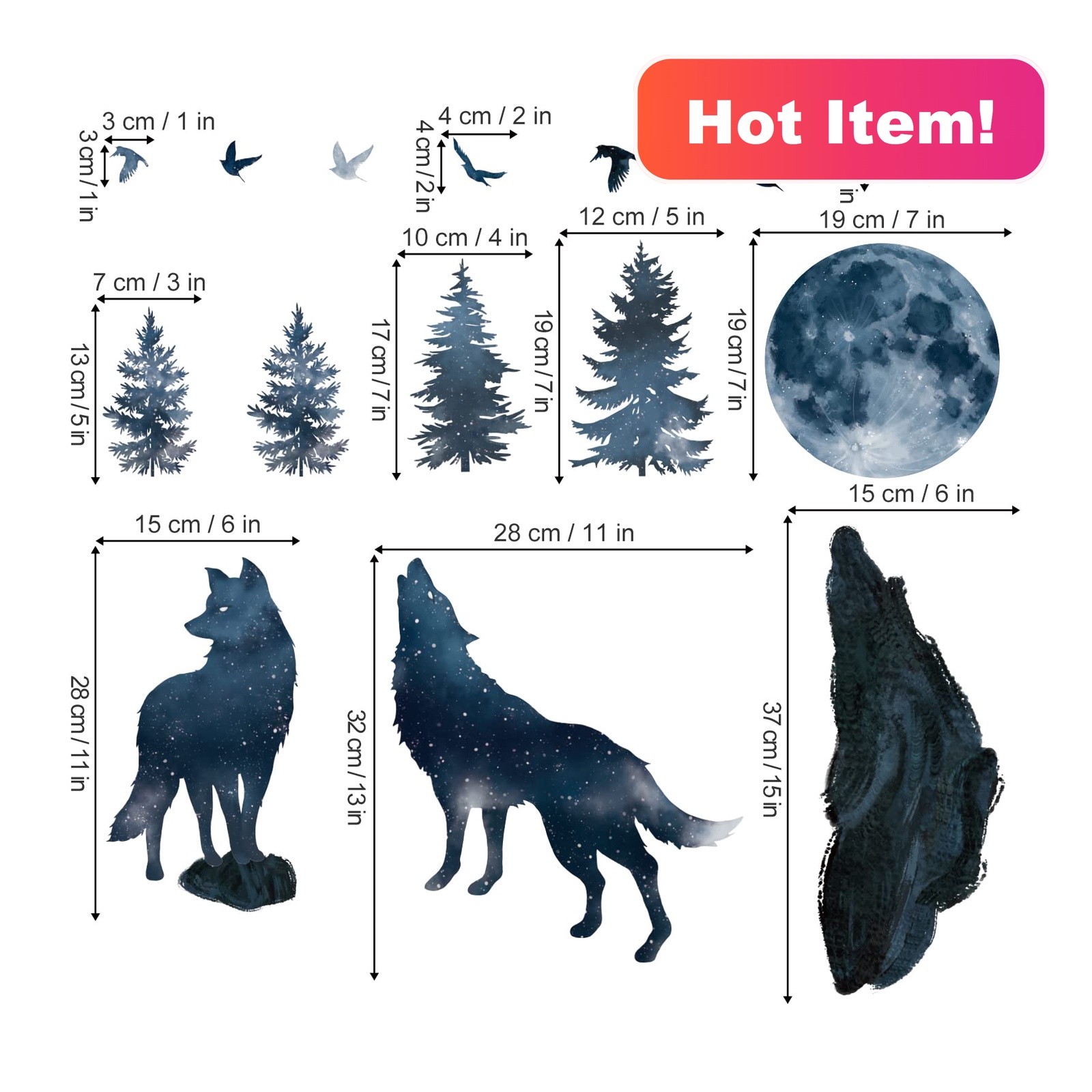 wondever Wolf Moon Wall Stickers