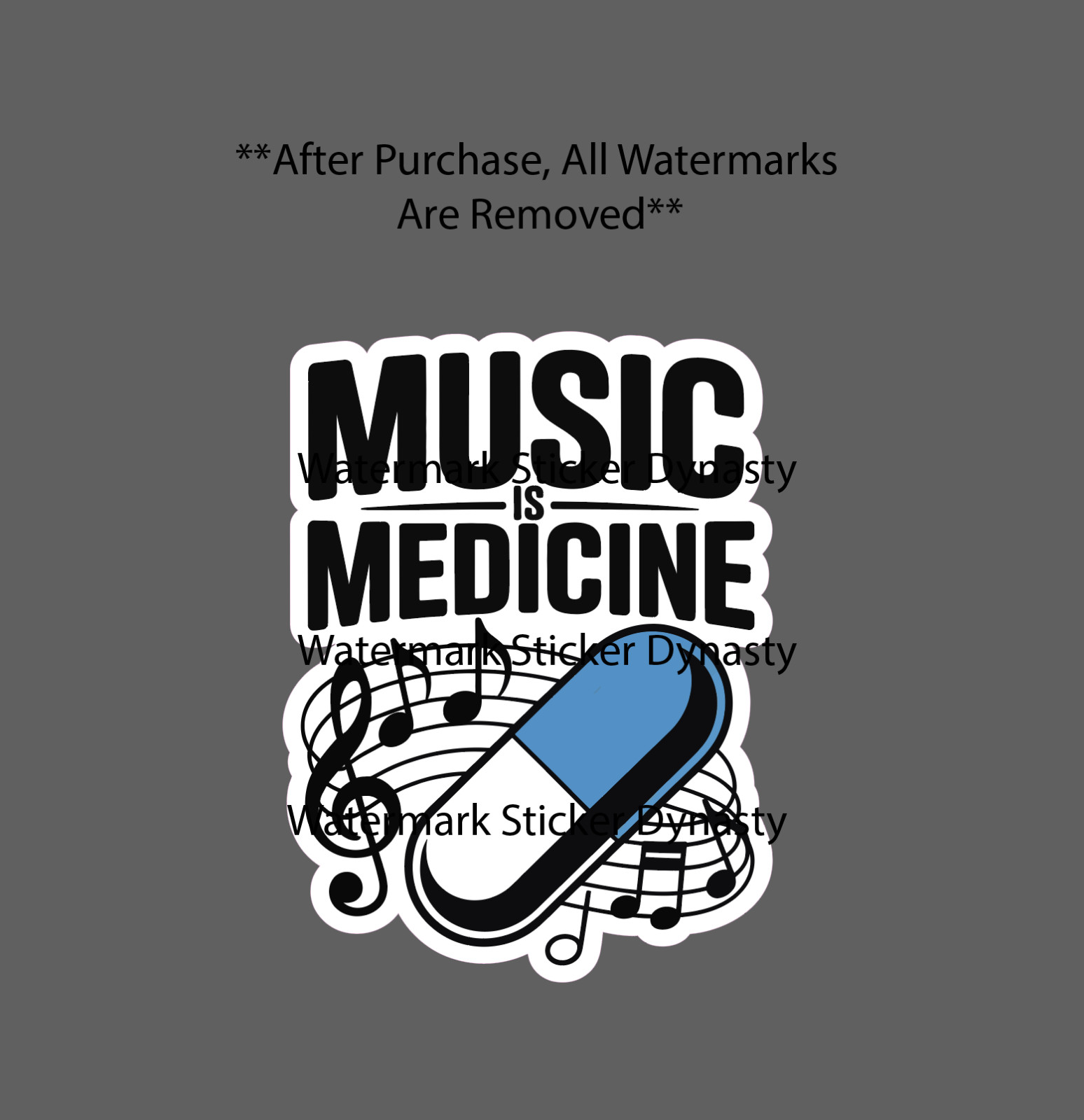 Music Is Medicine Sticker Waterproof Decal Music Notes Instrument Band Song NEW