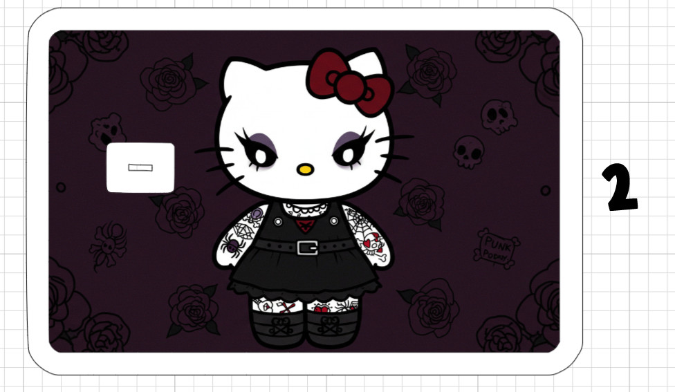 Gothic Hello Kitty ATM DEBIT CREDIT CARD Skin Sticker Emo Tattoo Black Halloween