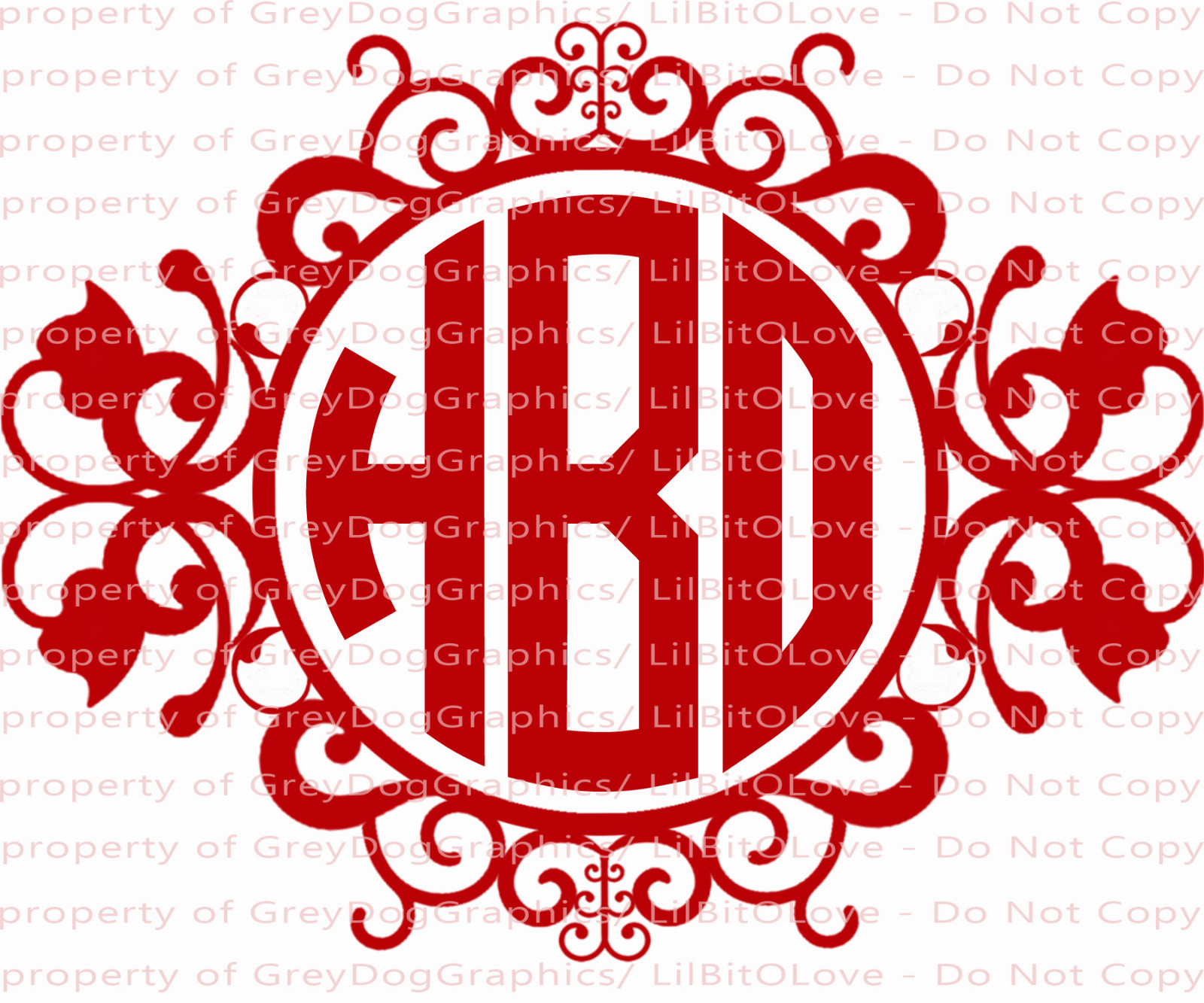 Custom Ornate Circle Monogram Decal Your Initials 3 Letters Personalized Sticker