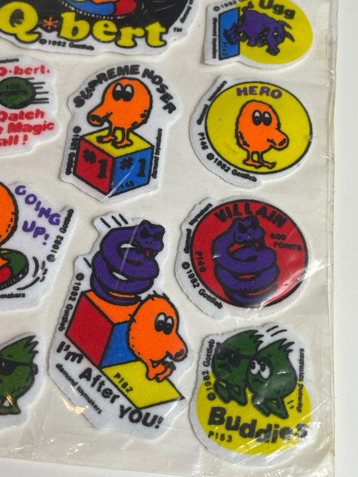 Qbert Atari Vintage 1982 Sealed Puffy Fuzzies Sheet of Stickers