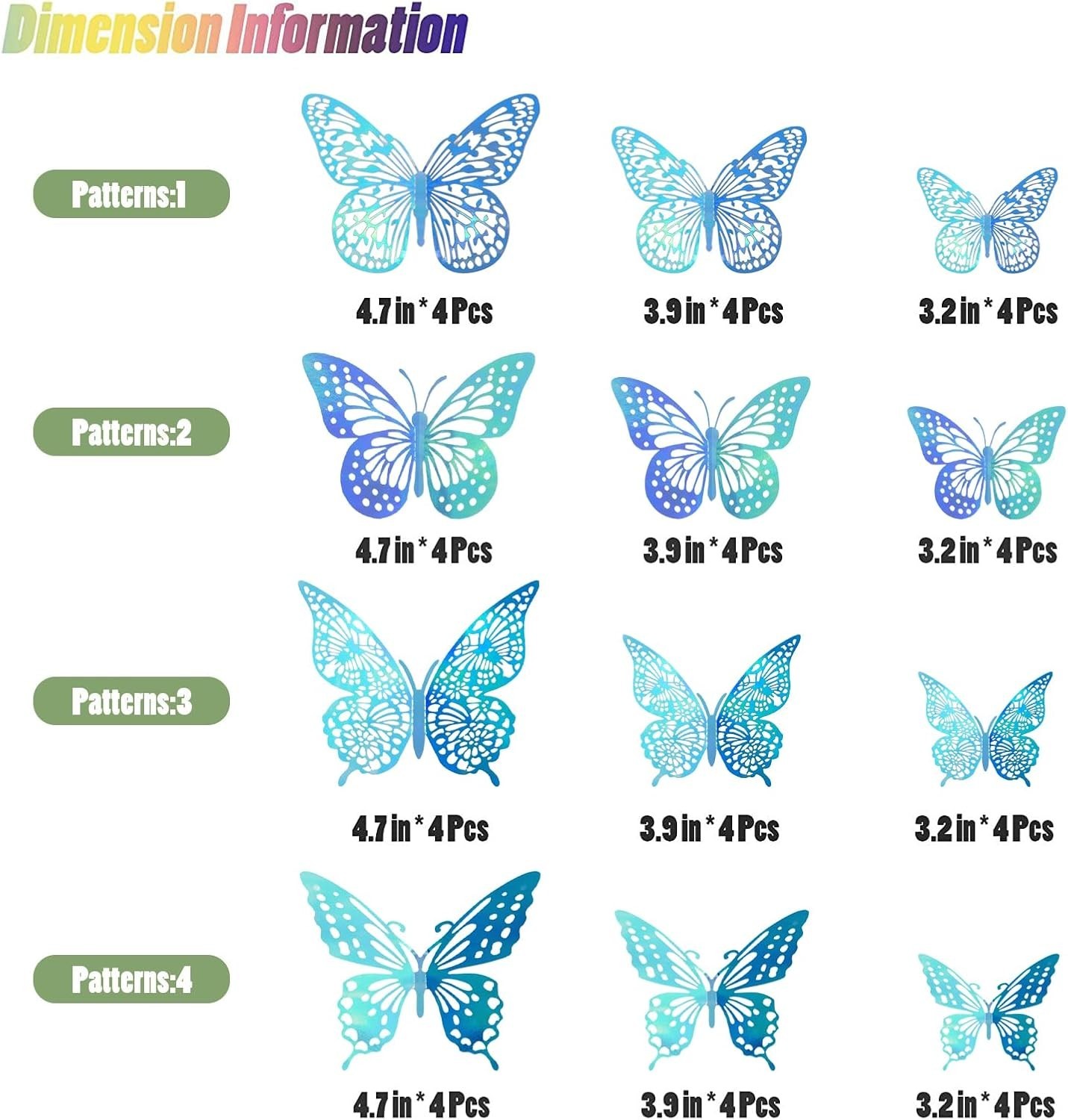 3D Butterfly Wall Decor – 48 Pcs, 4 Styles, 3 Sizes – Removable Stickers for …