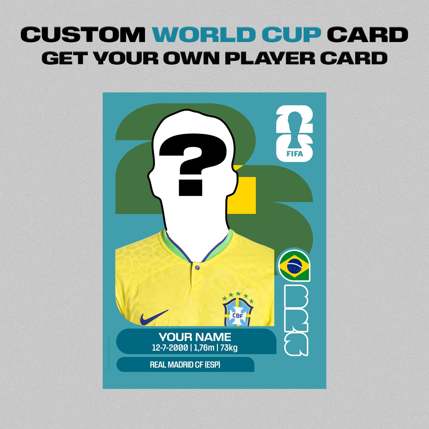4 Custom World Cup 2026 Soccer Player Card Sticker Pack – Personalised Photo