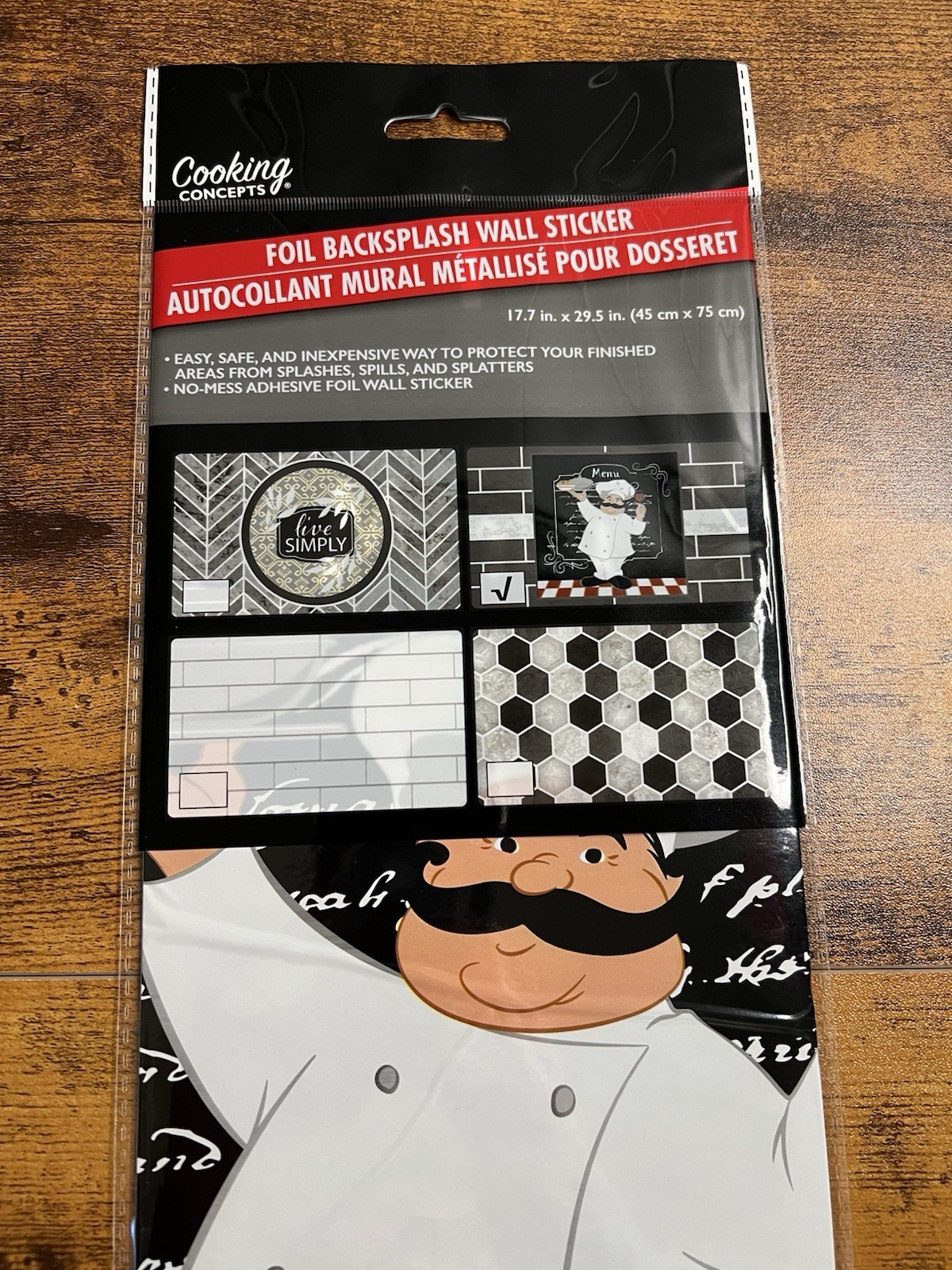 Cooking Concepts FOIL BACKSPLASH WALL STICKER Chef (17.7in X 29.5in)