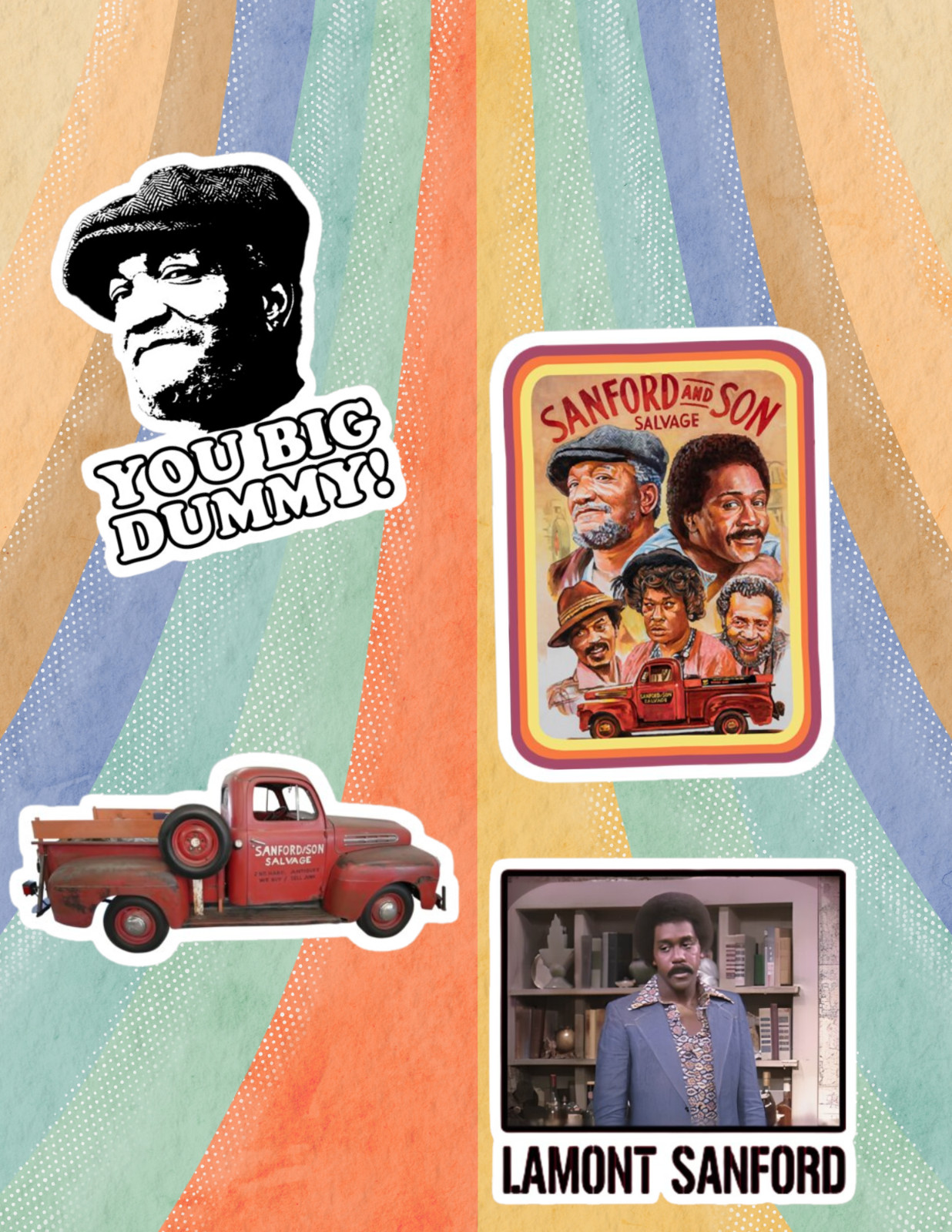 Sanford And Son Retro TV 4pc Sticker Pack