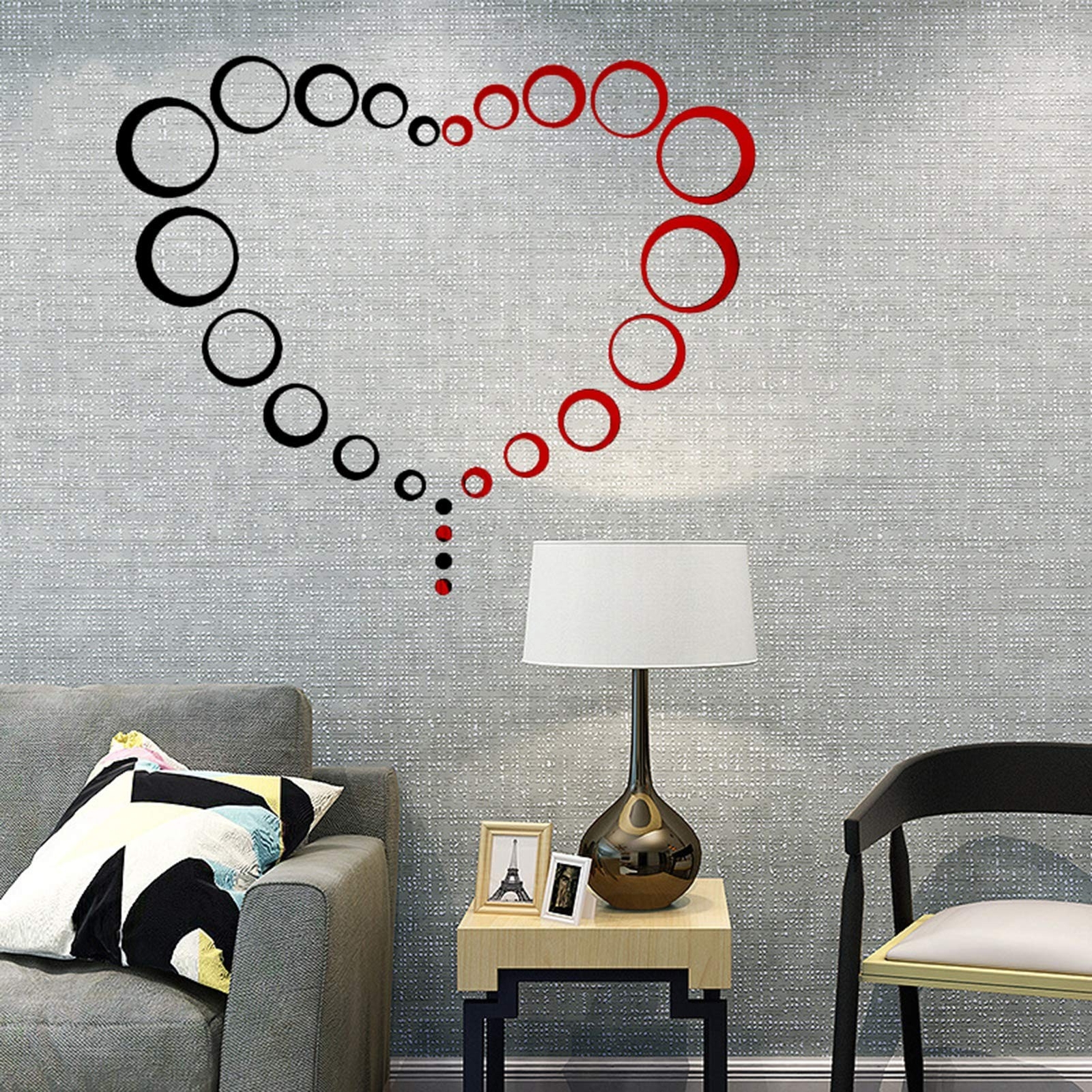 24Pcs Acrylic Circle Mirror Wall Stickers DIY Decals Modern Art Mural for Hom…