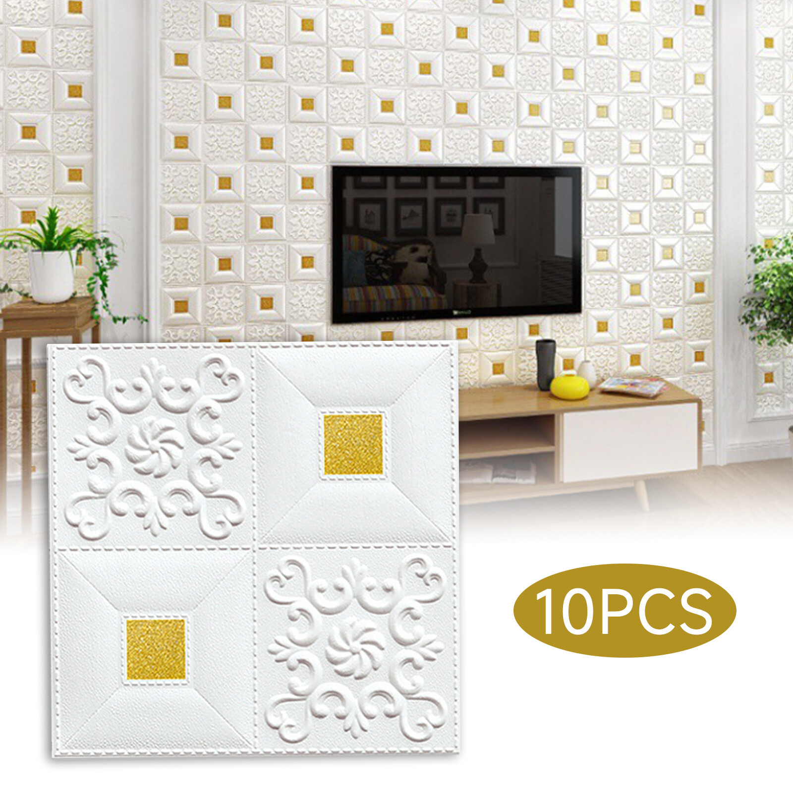 Self-adhesive Tile Brick Sticker Waterproof Foam Wallpaper 3D Wall Panels 10Pcs