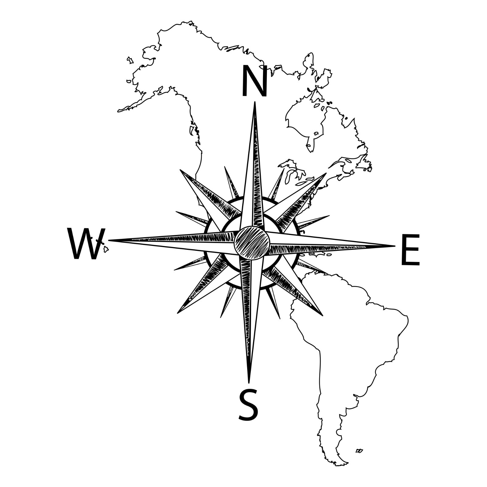 Nautical Map of North & South America w/ Compass Wall Decal Stickerbrand #6018