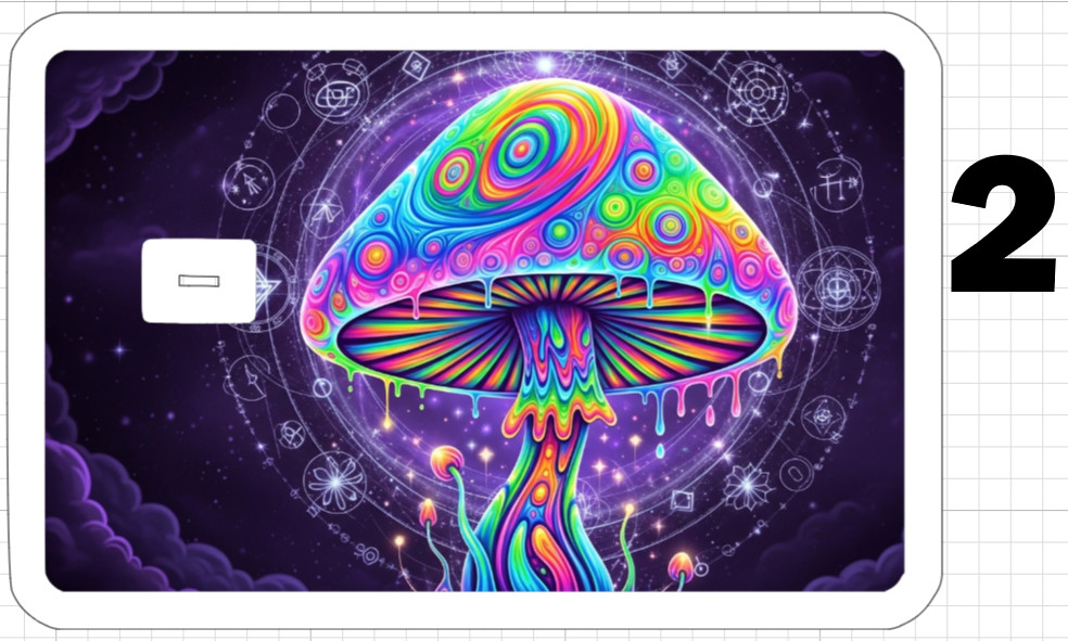 Acid Trip Magic Mushroom ATM Debit Credit Sticker Skin Trippy Retro Groovy Gift