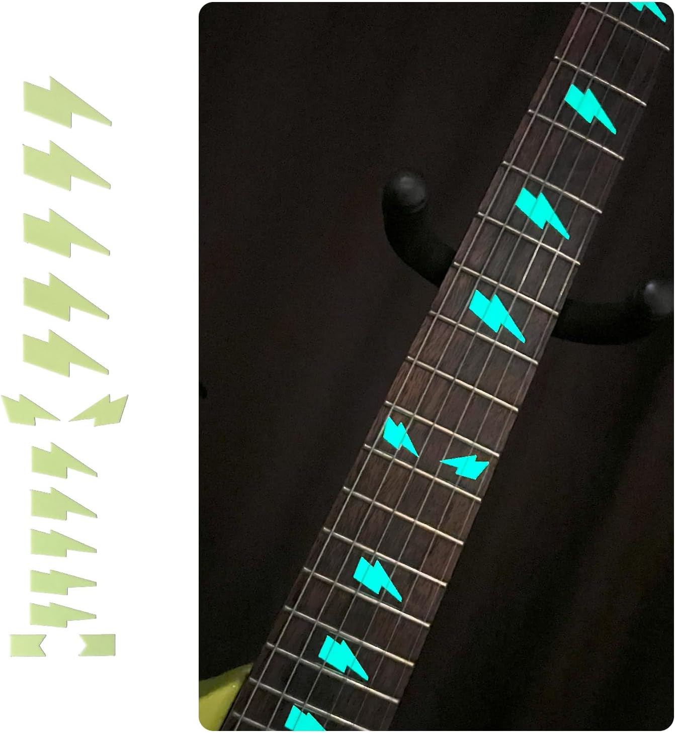 Lightning Bolts Glow in the Dark Guitar Fingerboard Fret Markers Inly Sickers