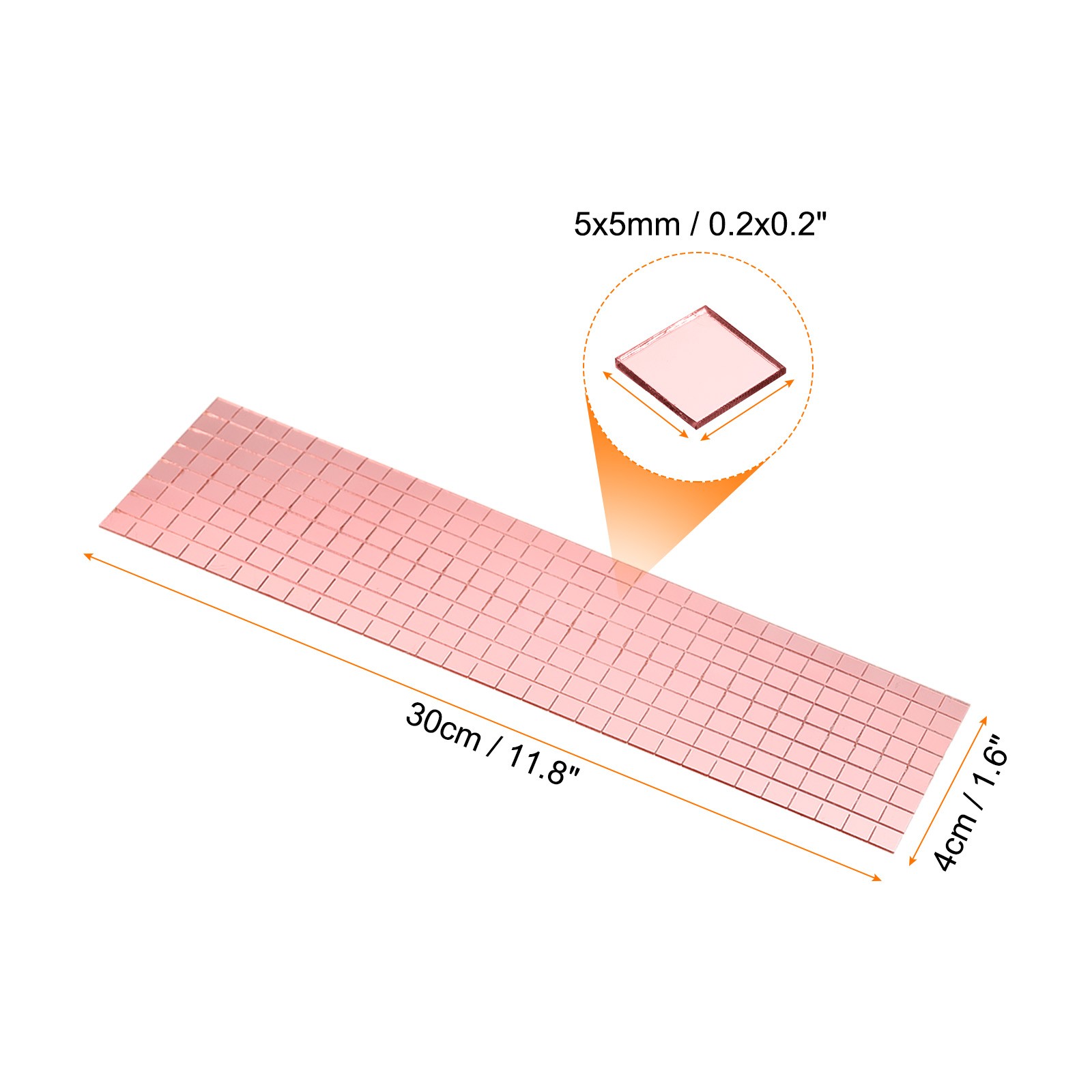 8 Sheet 3840Pcs 5x5mm Self Adhesive Mirror Mosaic Tiles Sticker Rose Gold,