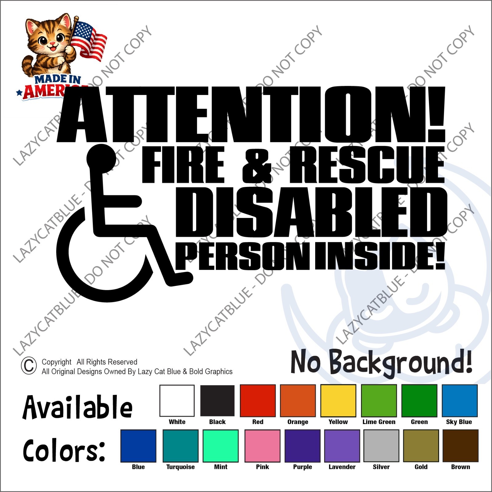 Attention Fire Rescue Disabled Person Inside Decal Window Sticker Save Lives