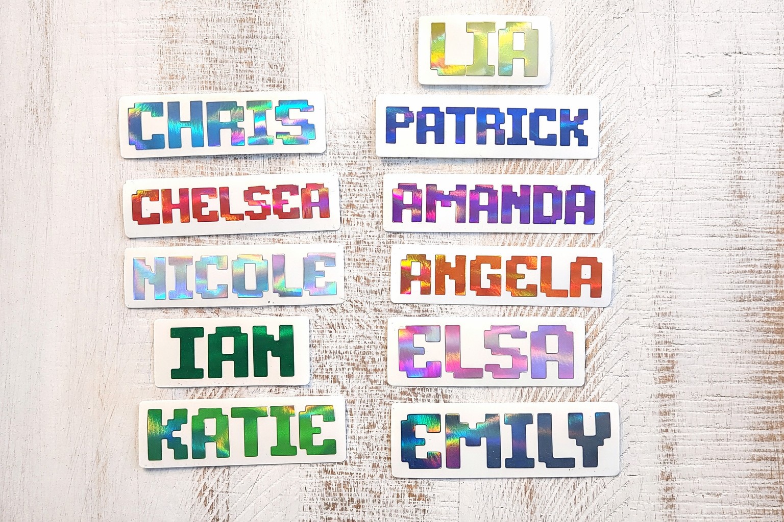 Holographic Custom Name Sticker –Kids Name Label – Retro Gaming Style