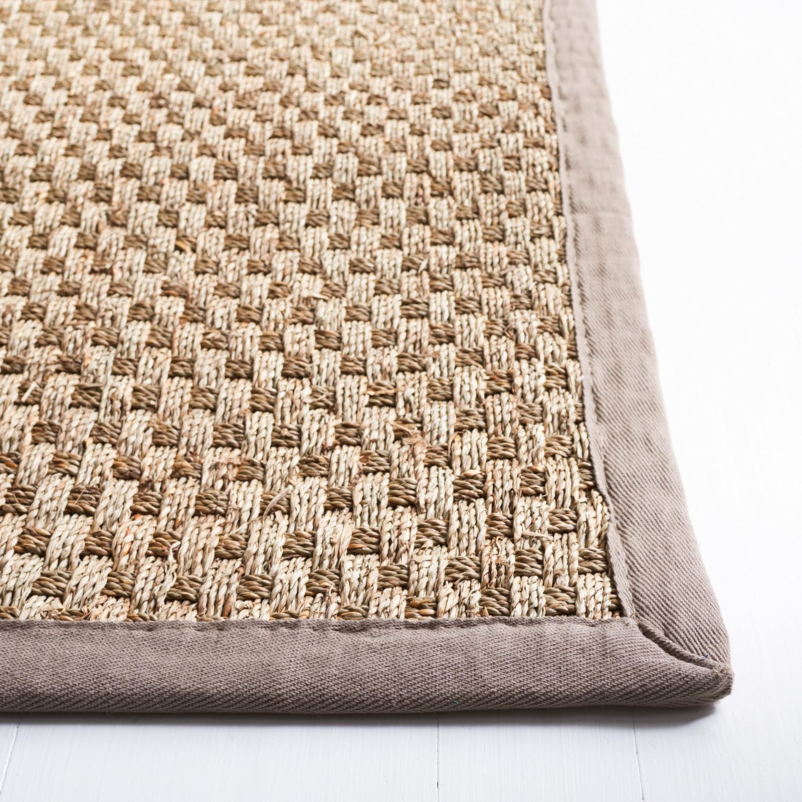 SAFAVIEH Natural Fiber Collection Runner Rug – 2'6" x 12', Natural & Grey, Bo…