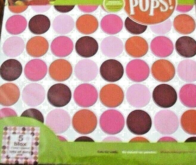 WALL POPS 5 sheets 13" LOTS OF DOTS BLOX SQUARE- PINK Decals Mural NIP