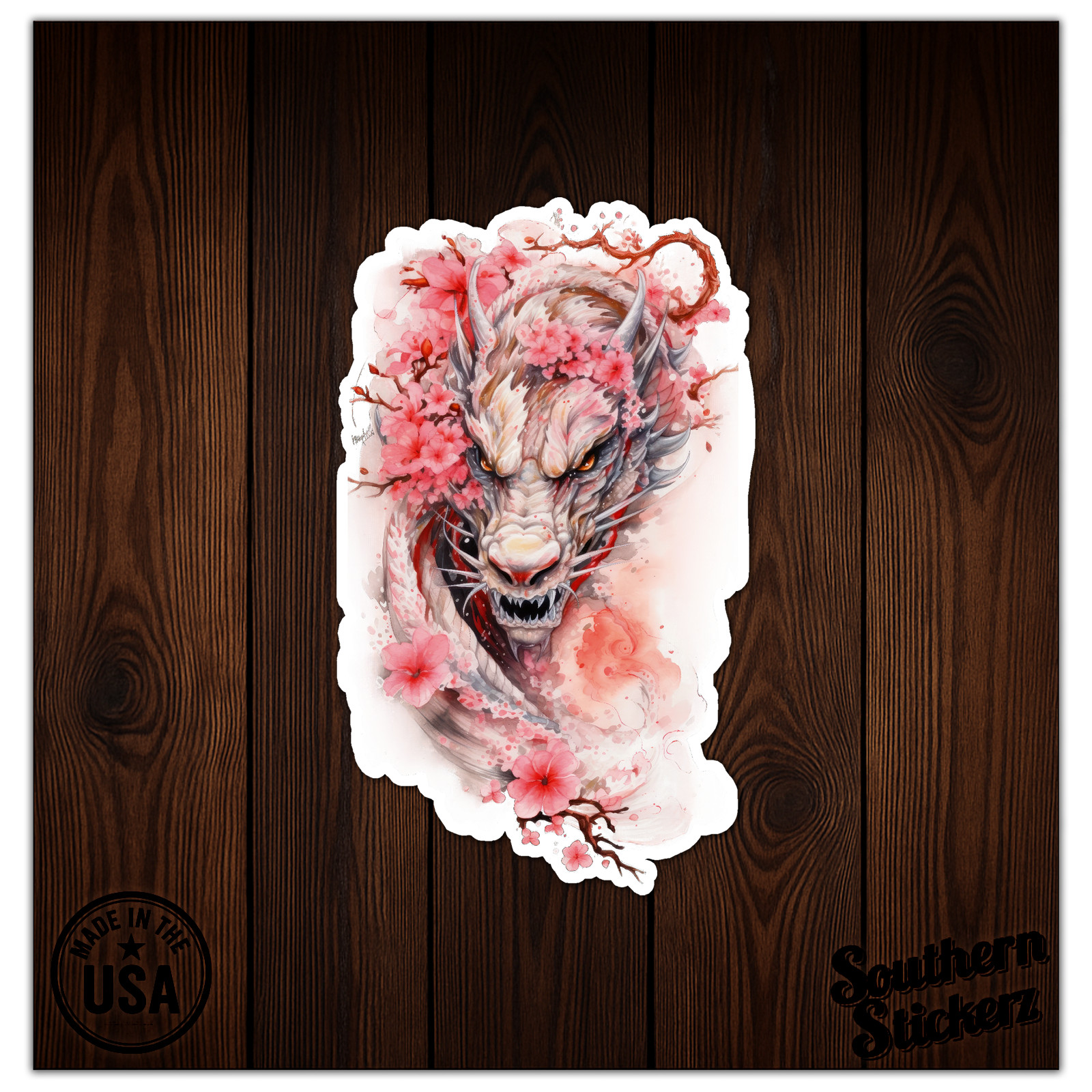 Japanese Dragon Flowers – Vinyl Decal Sticker – Car Window Laptop – ebn11130