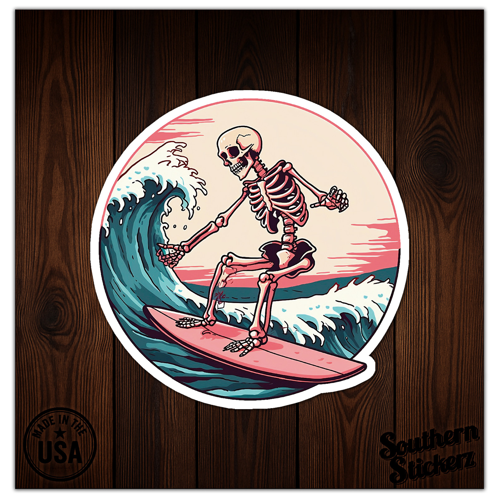 Surfing Skeleton Surf – Vinyl Decal Sticker – Car Window Laptop – ebn9112