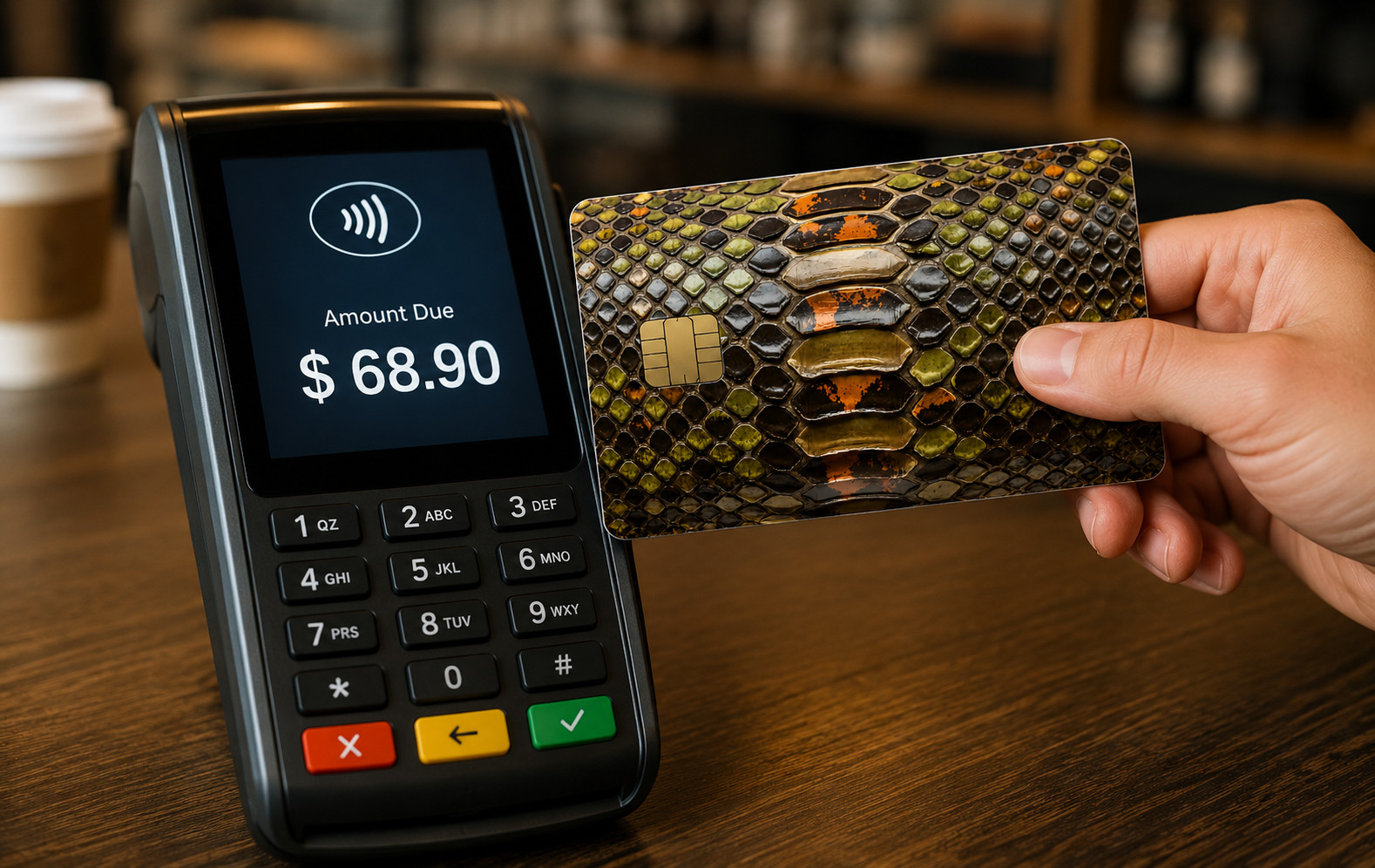 Green Orange Python Print Credit Card Skin Debit Card Vinyl Sticker Wrap 2D