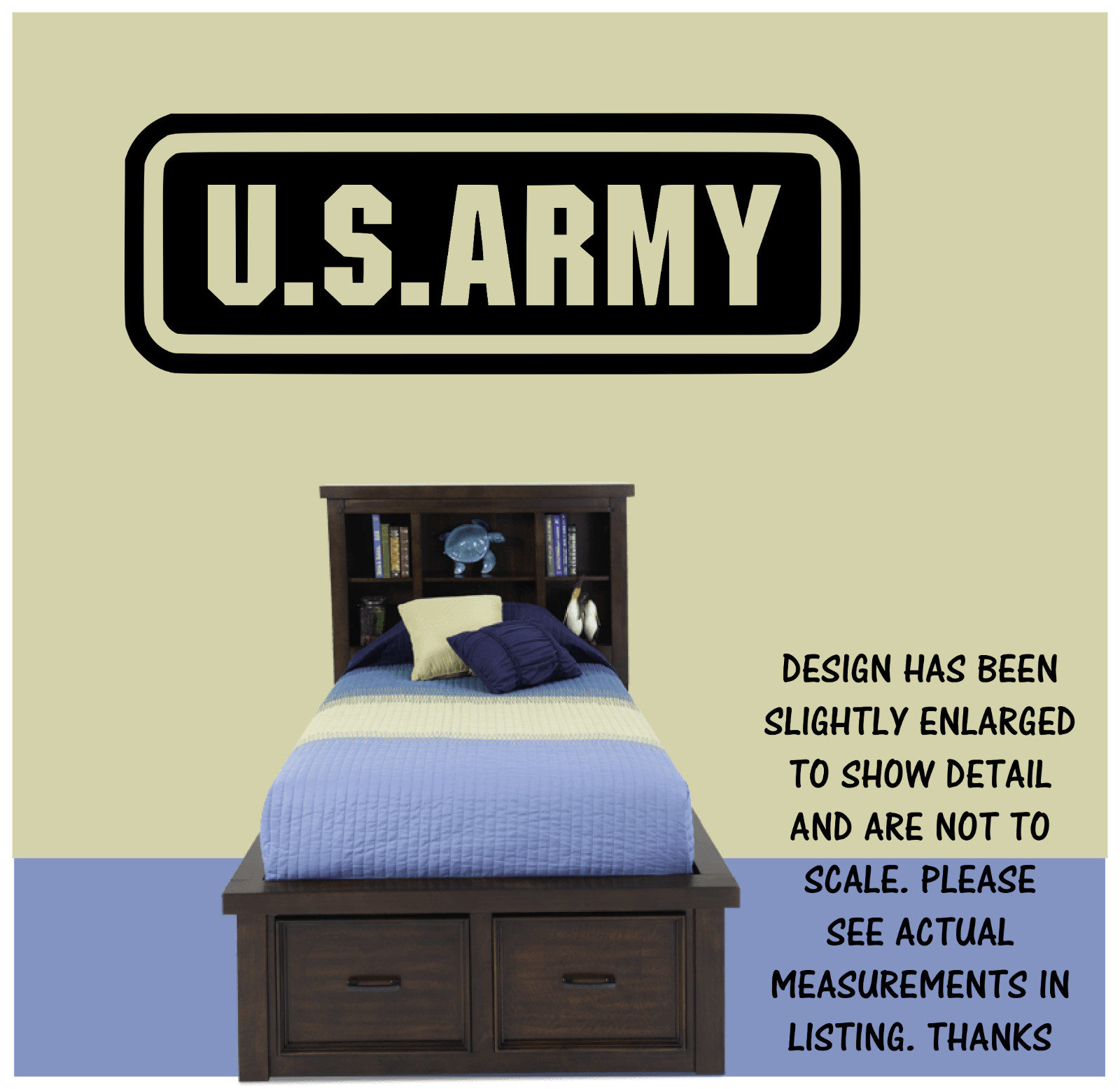 US ARMY CUSTOM LARGE WALL VINYL DECAL MILITARY ART COLOR CHOICE 22 x 62 INCHES