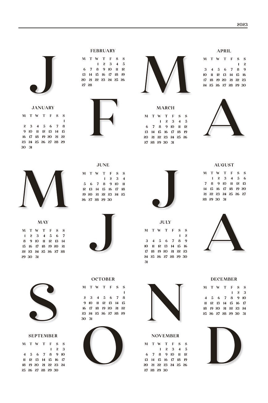 2023 Whole Calendar Year Mini Stickers Vinyl Decal Sticker for Laptop Phone Note