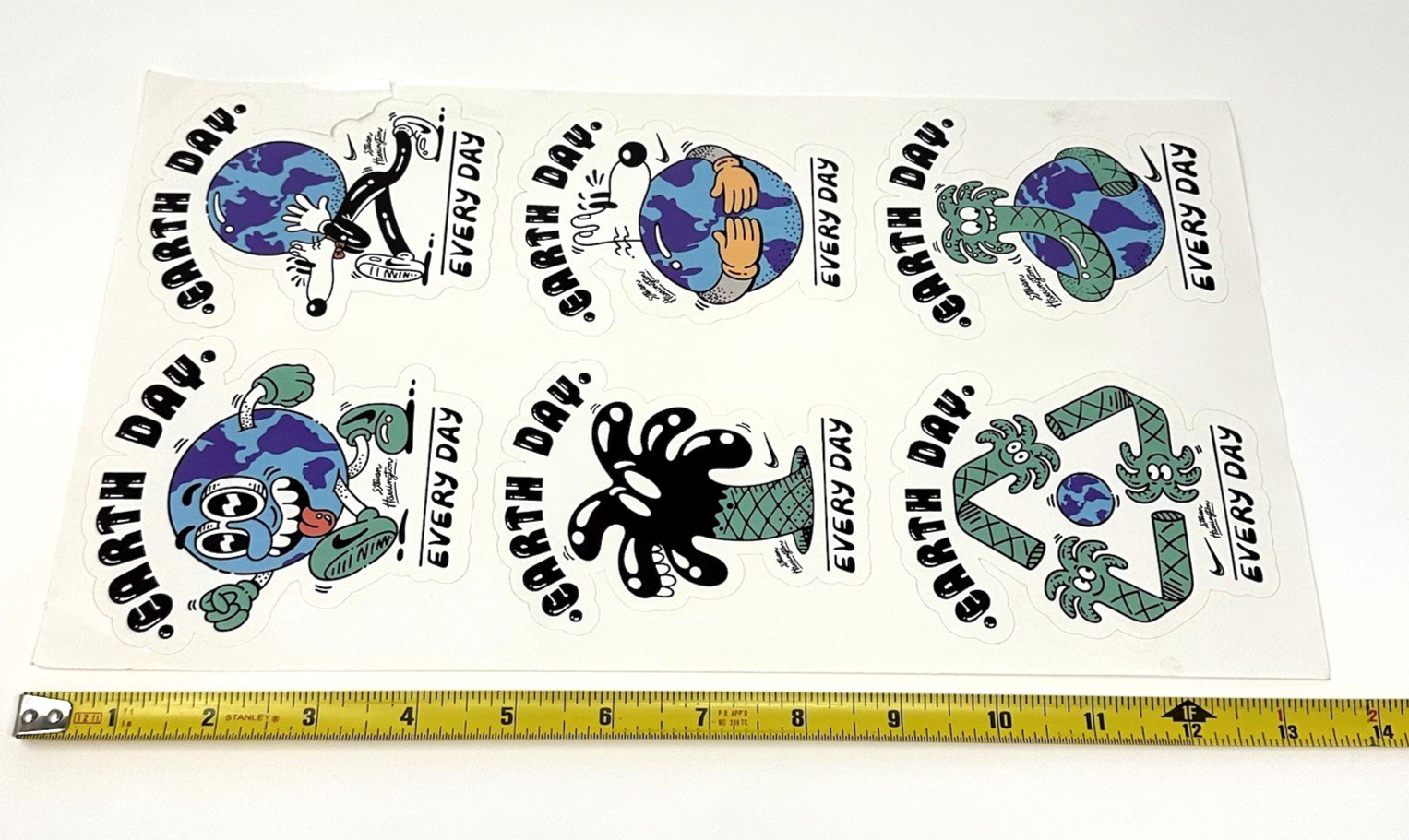 Nike ACG X Steven Harrington Sticker Sheet Earth Day Pack 6 Decals 4" Nike Logo