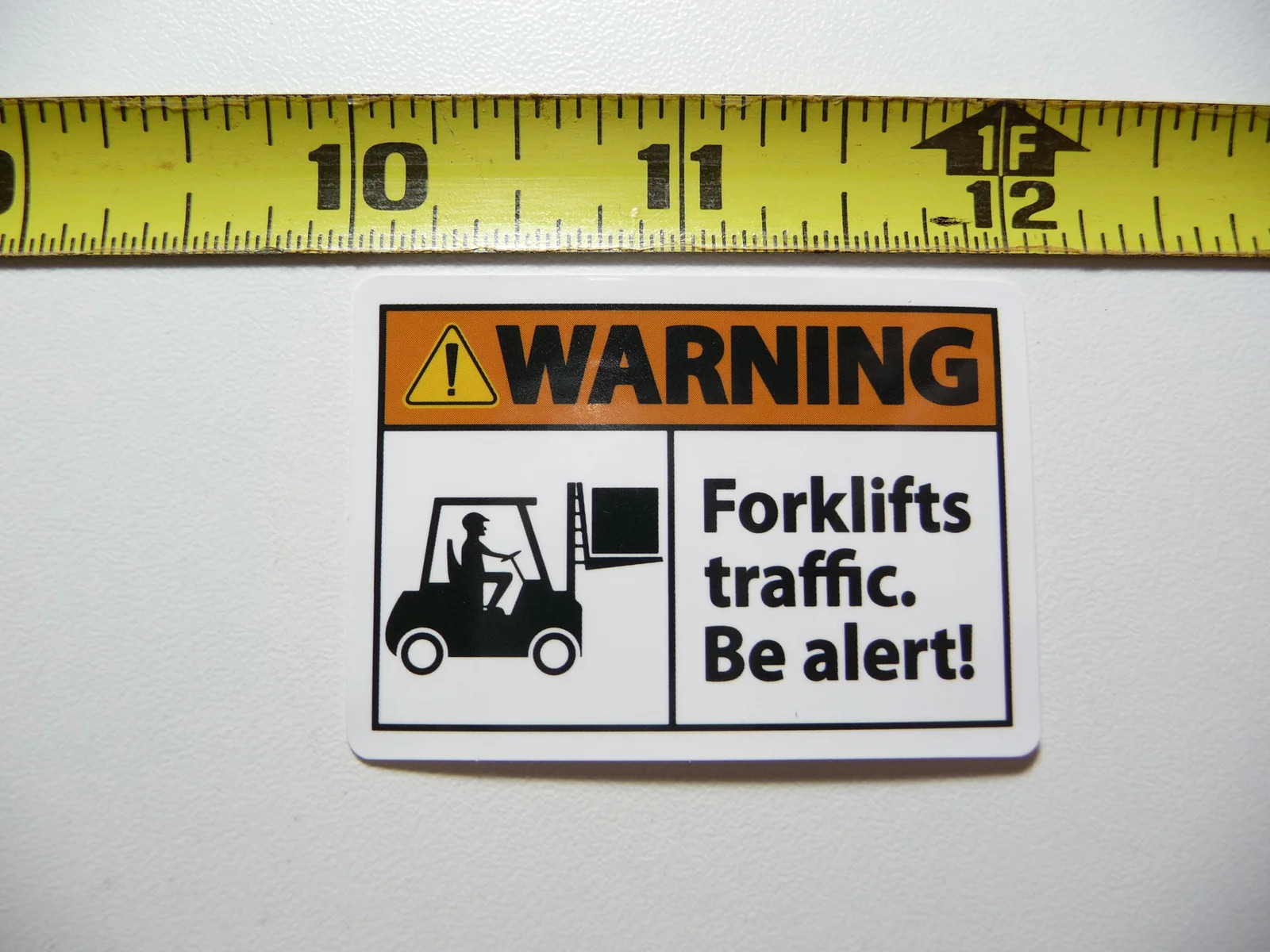 WARNING FORKLIFT TRAFFIC SMALL STICKER DECAL BUSINESS COMPANY POLICY DOOR