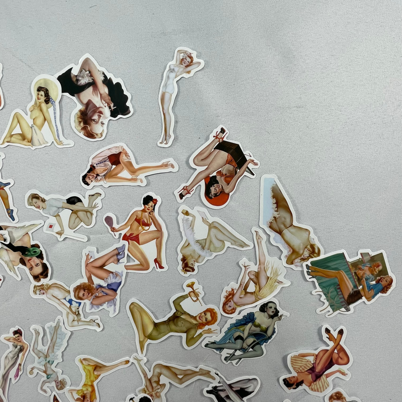Lot of 66 Different 1" – 3" Vintage Style Female PinUp Stickers hot girls women
