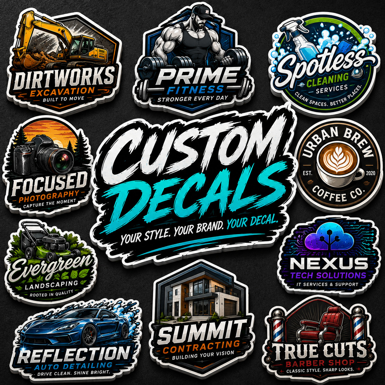 Custom Logo Vinyl Stickers Die Cut Full Color Waterproof Gloss Decals