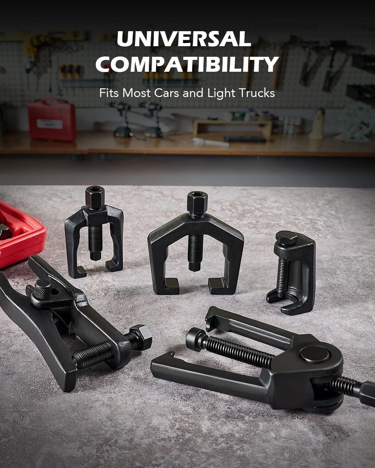 5-in-1 Ball Joint Separator, Pitman Arm Puller, Tie Rod End Tool Set for Front E