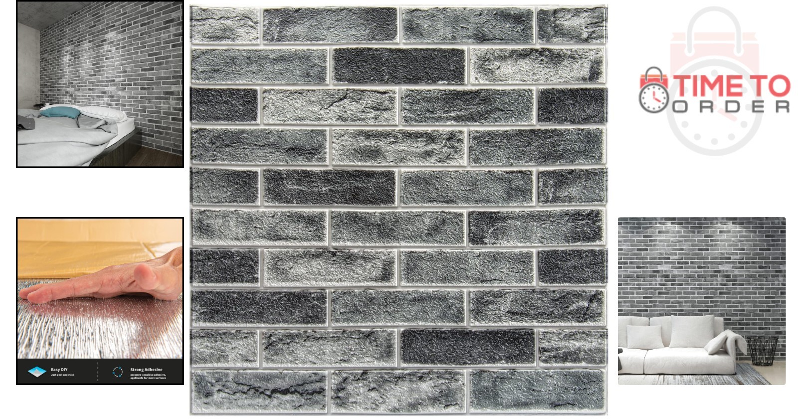 10-Pack Faux Brick Wall Panels 52.5 Sq Ft Peel & Stick Waterproof Foam
