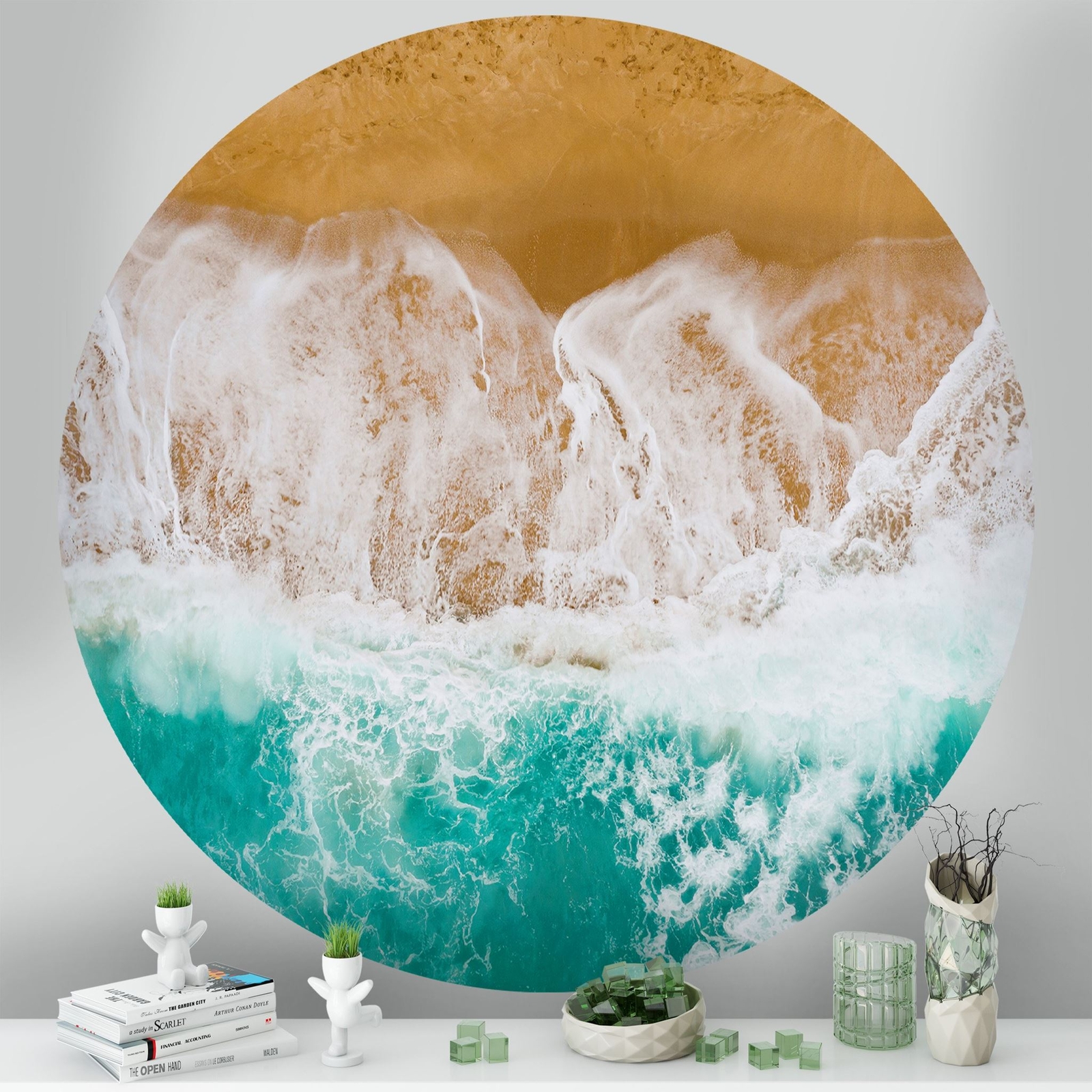 Beach Theme, Sand and Ocean Waves Wall Decal. Peel and Stick Wall Decal. Reposit
