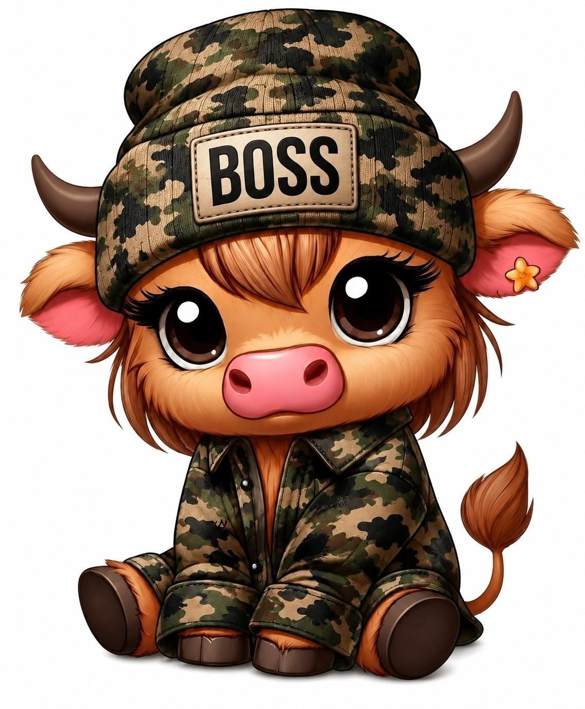 Camo Boss Cow Sticker Decal Laptop Wall Mirror Cup Tumblr Locker Bin