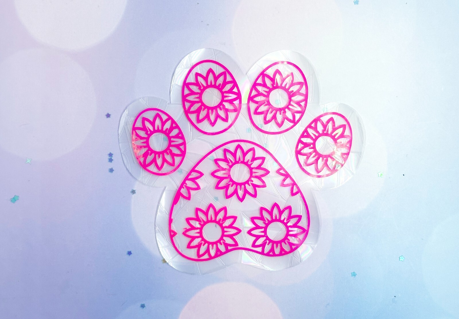 Sunflower Paw Sticker Window Cling Suncatcher Hot Pink Decal Rainbow Maker Prism