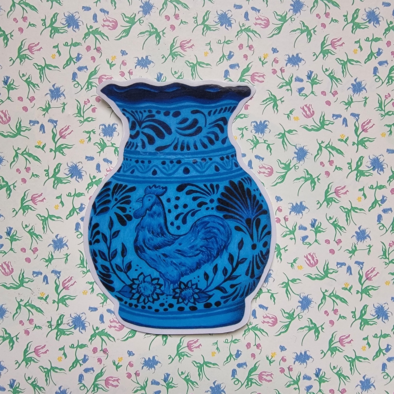 Gallo Talavera Vase Sticker of Original Painting Glossy Vinyl Indoor + Outdoor