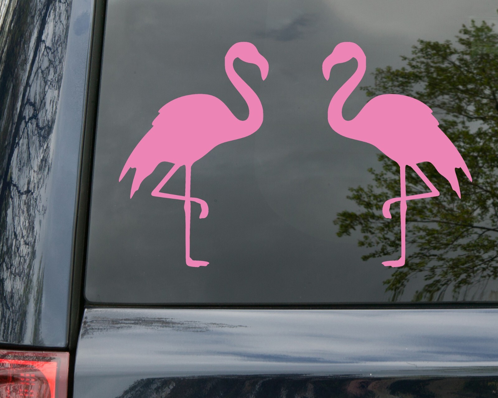 Set of 2 Flamingo Vinyl Decal Stickers – Tropical Bird – Mirrored Set – Die Cut