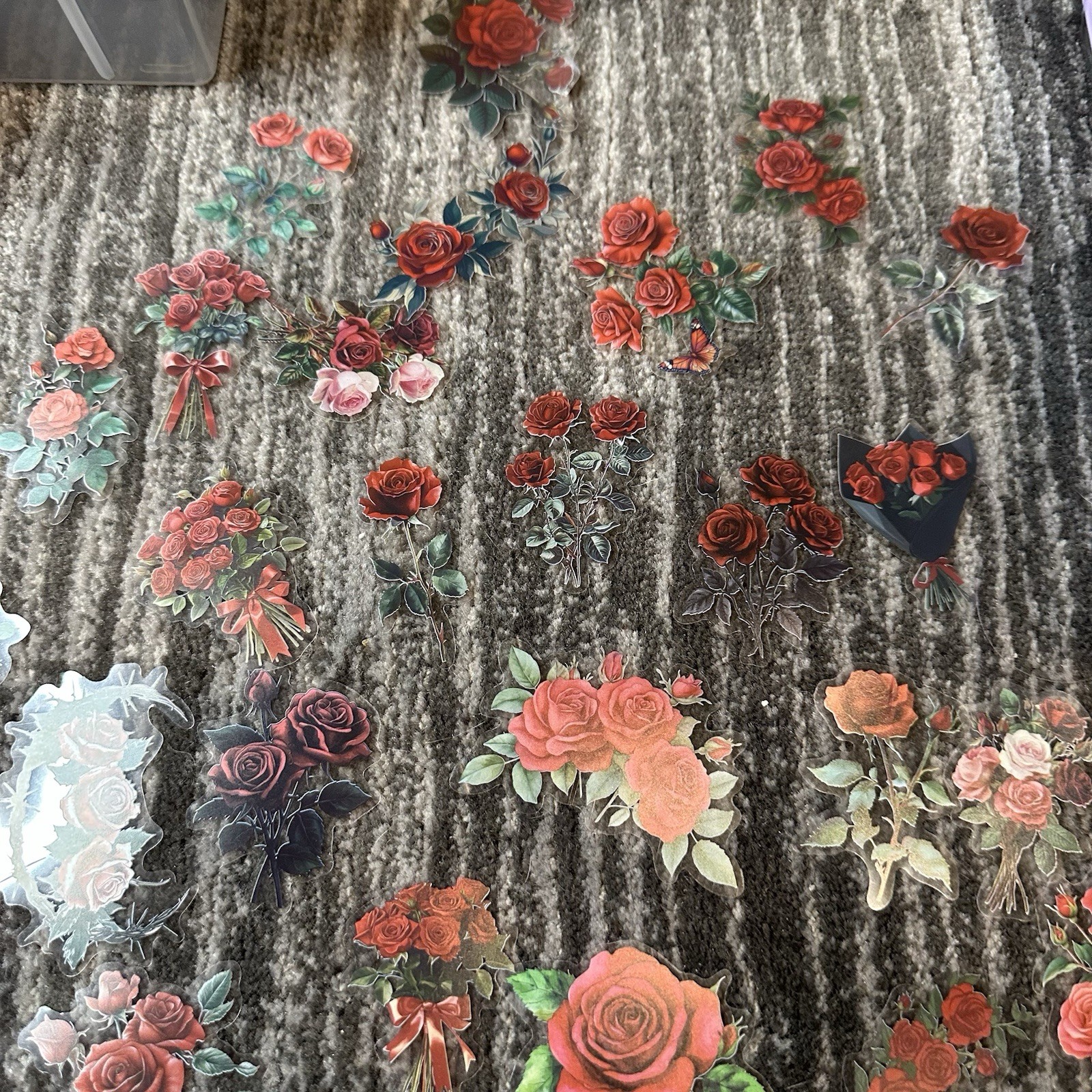 Rose Stickers 50 Flower Transparent Junk Journal Scrapbook Decals Retro New