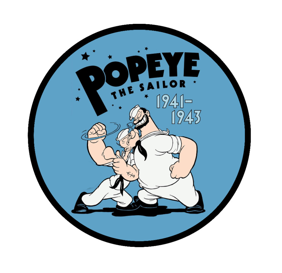 Cartoons – Popeye 1941 – 4" Vinyl Decal Car Trailer Laptop Cooler Truck Tumbler