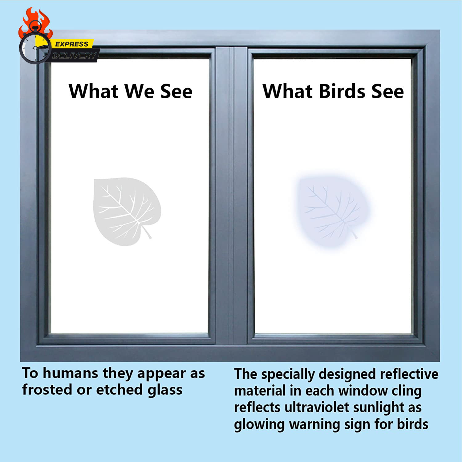 Window Decals for Bird Strikes,52 Pieces Large Leaf Shape anti Collision Window