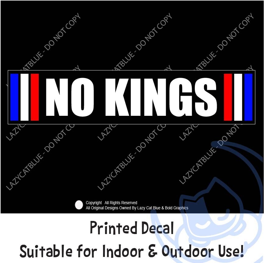 No Kings Decal Sticker Anti Trump MAGA Red White Blue Rights Protest Day 2025