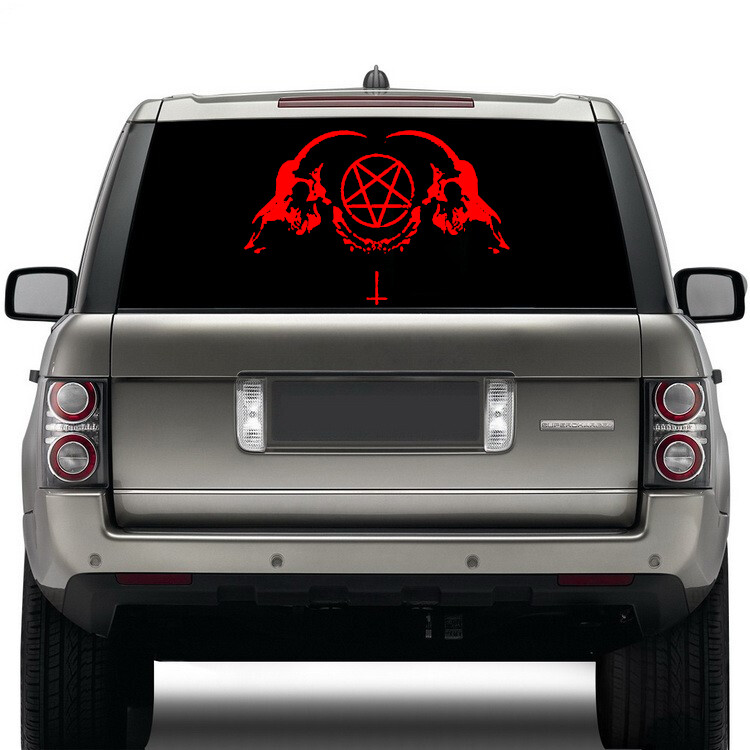 Goat Skull Die Cut Vinyl Sticker – Occult Baphomet Car Pentagram Decal Satanic