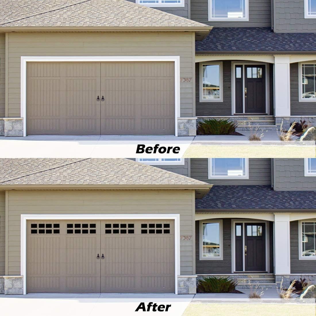 Magnetic Garage Door Windows Hardware Faux PVC Fake Decorative Window Decals Kit