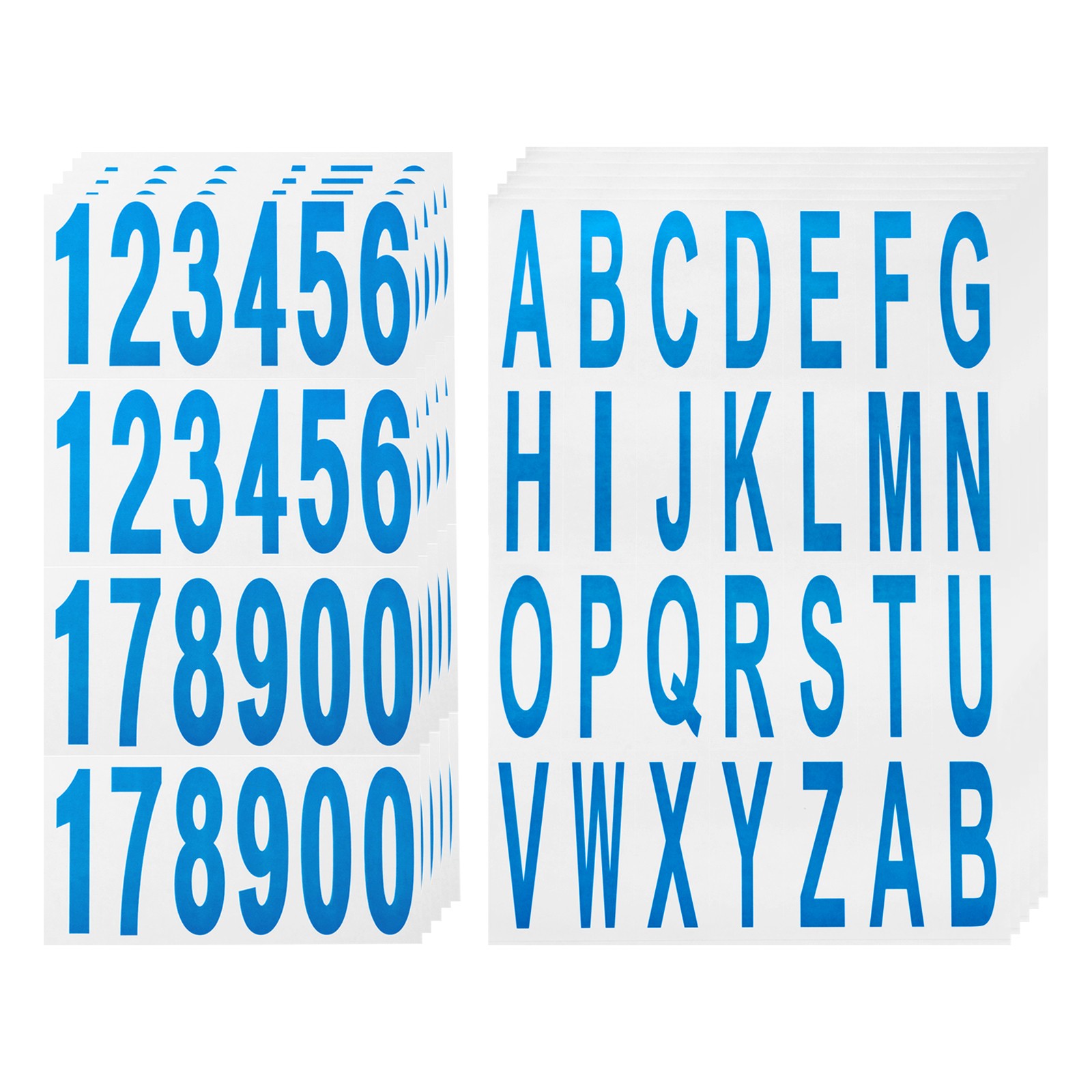 10 Sheets Mailbox Numbers and Letters for Indoor/Outdoor Decals,Blue in White