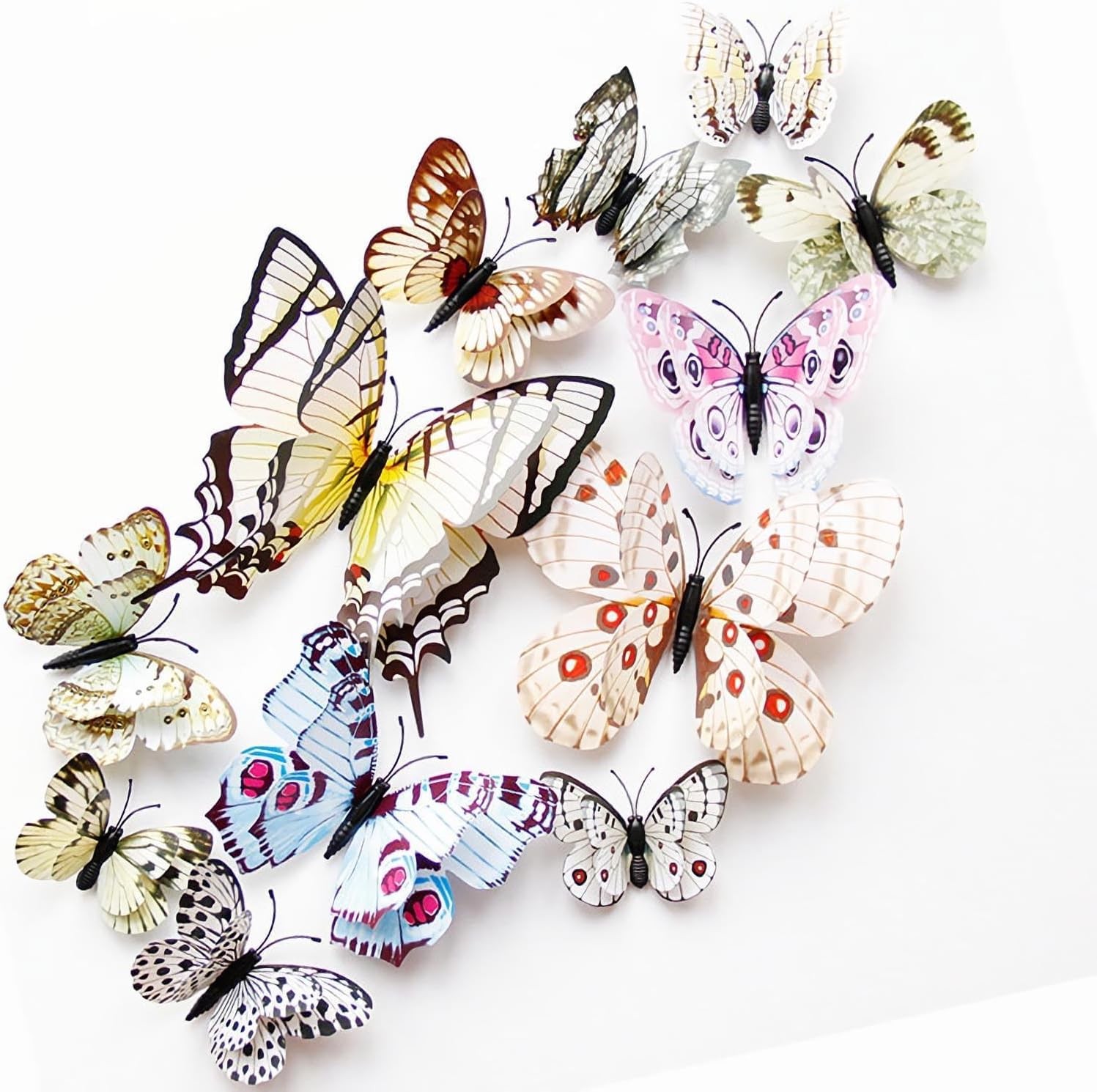 3D Butterflies Stickers for Party Decorations with Magnets (White, 48)