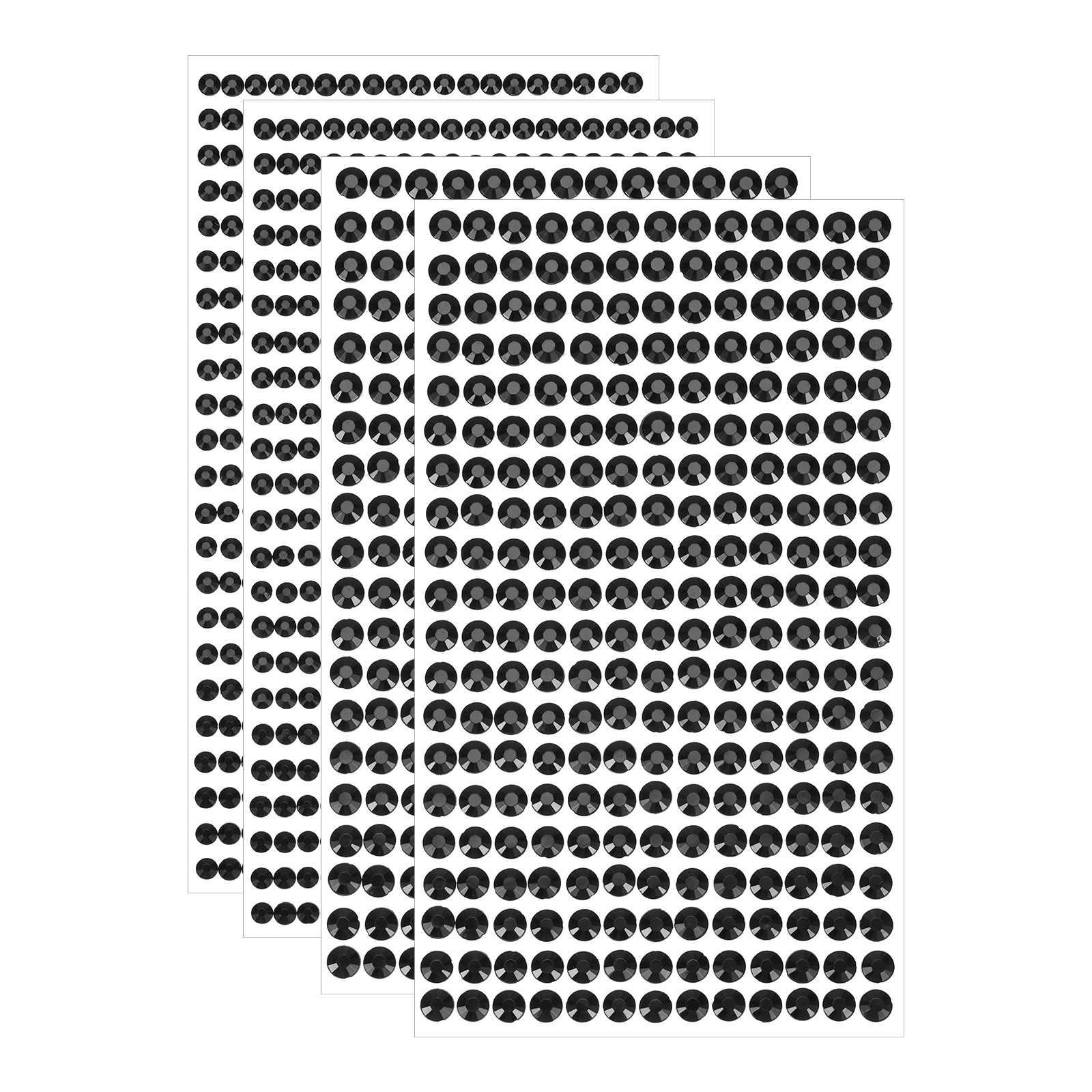 1394Pcs 4mm/6mm Self-Adhesive Rhinestone Stickers for Craft (4 Sheet Black)