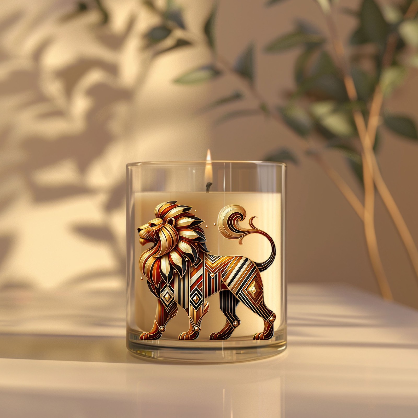 Art Deco Lion UV DTF Transparent Sticker / Decal