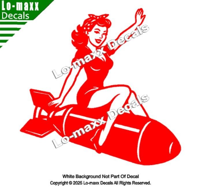 WW II Hot Sexy Girl Bomb Nose Art Decal Die Cut Vinyl Sticker Multi Size/Color