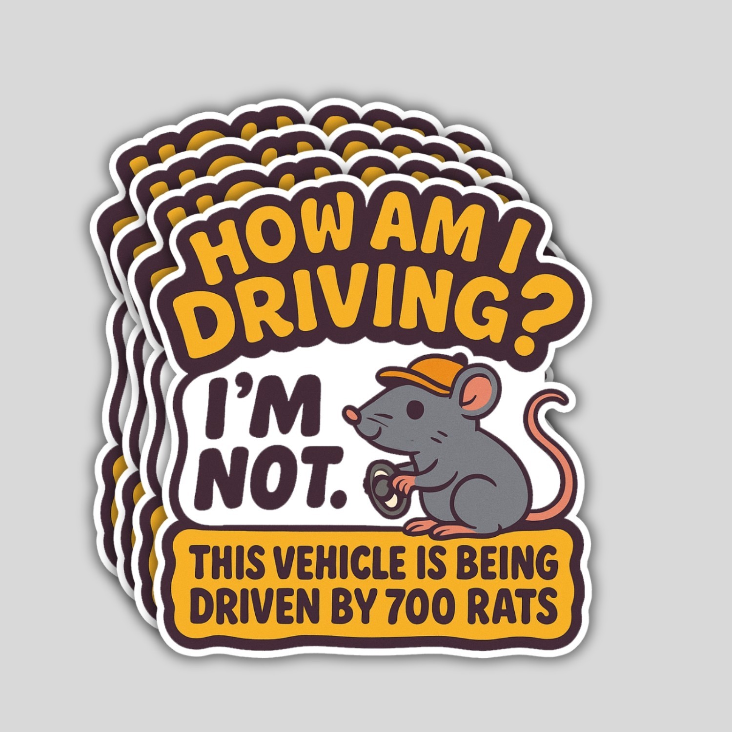 4pcs Funny Rat Driving Stickers – How Am I Driving Car Vinyl Decals